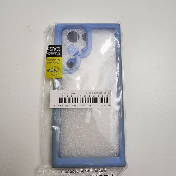 Samsung Galaxy S22 Ultra Blue & Clear Soft Rubberized Phone Case NEW - Picture 1 of 6